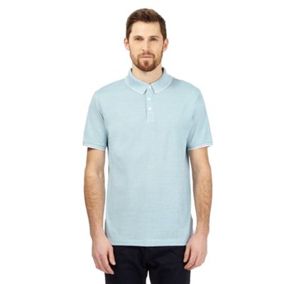 J by Jasper Conran Big and tall turquoise birdseye textured polo shirt